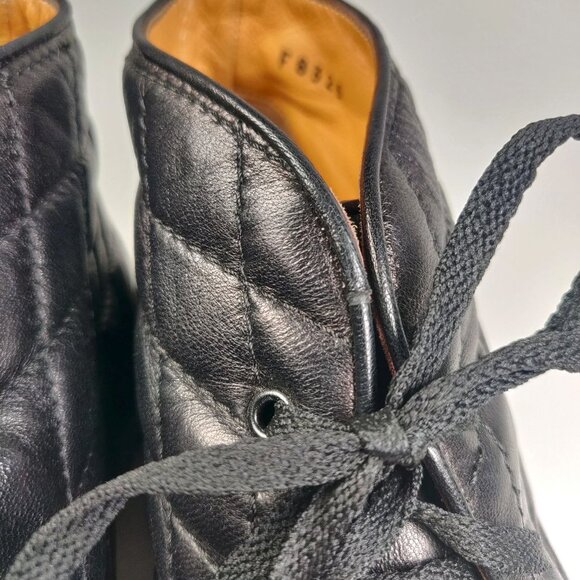 Cole Haan Black Leather Lace Up Quilted Ankle Boots Sz 7 Made In Italy - Picture 16 of 16